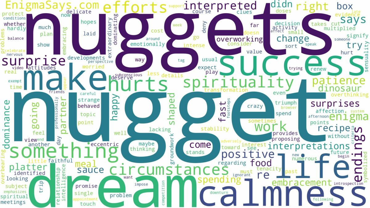 dreams about nuggets and related dreams with their meanings in a word cloud