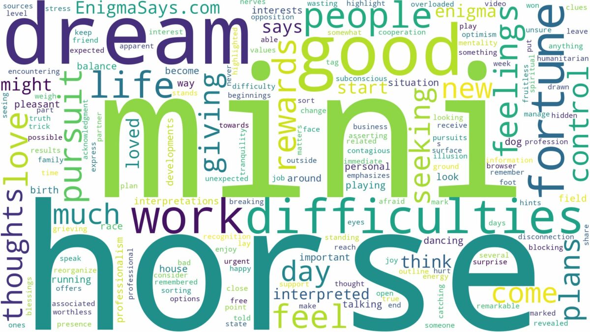 dream about a mini horse and related dreams with their meanings in a word cloud