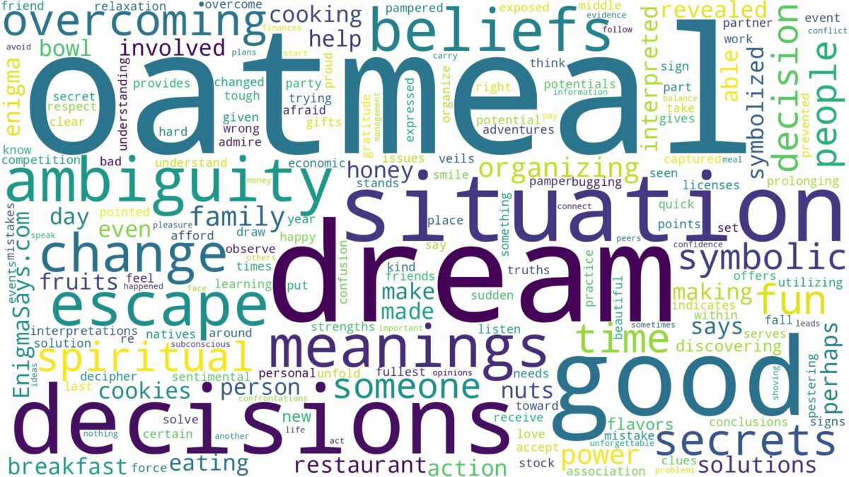 dream about oatmeal and related dreams with their meanings in a word cloud