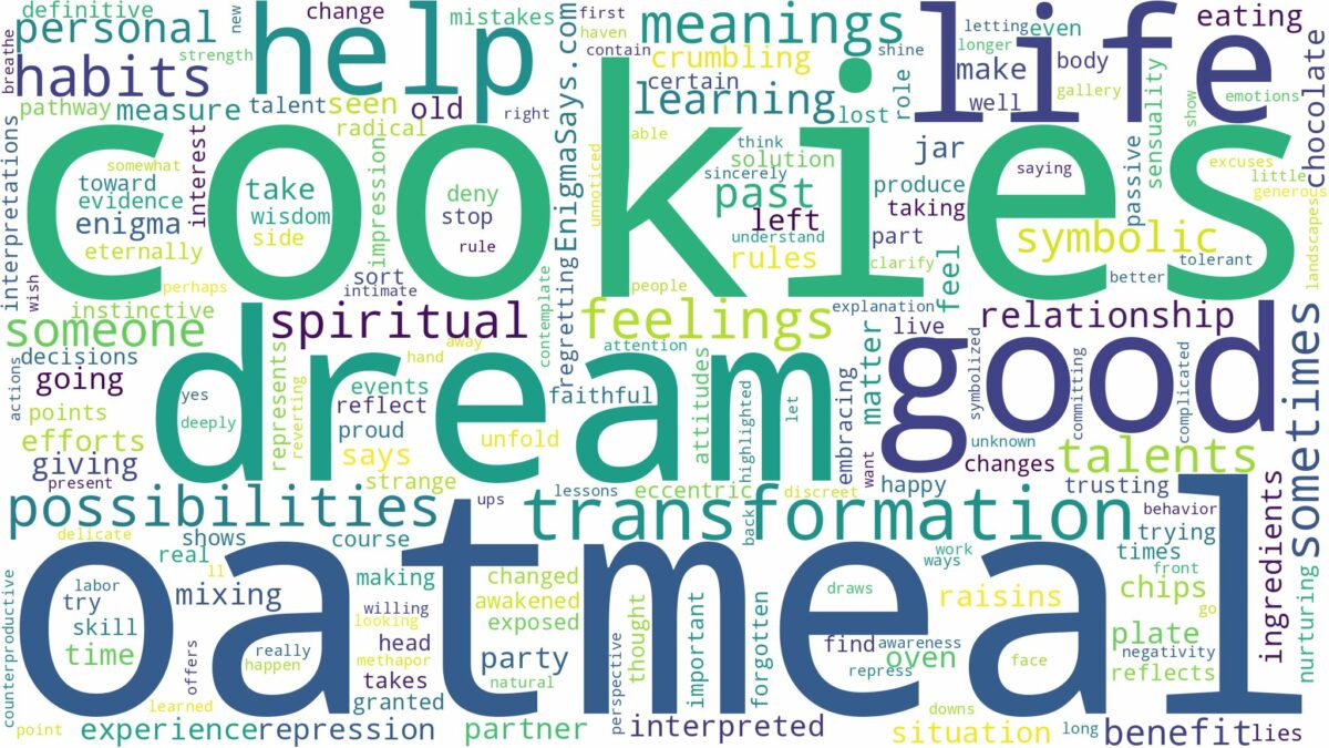 dream about oatmeal cookies and related dreams with their meanings in a word cloud