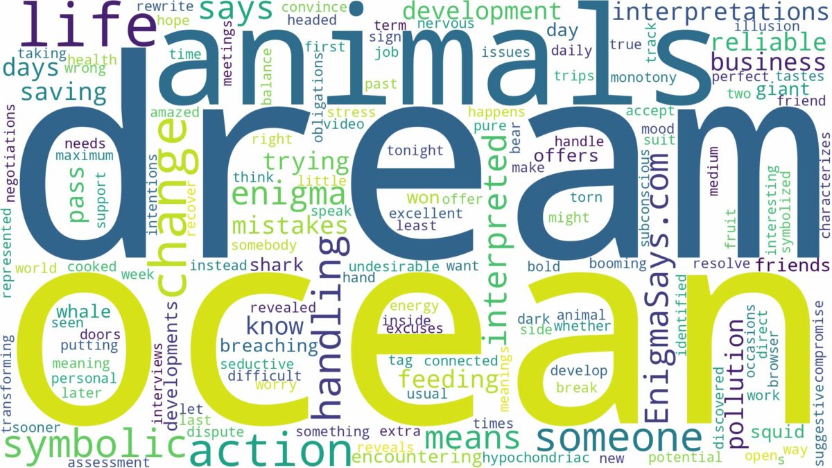 dream about ocean animals and related dreams with their meanings in a word cloud