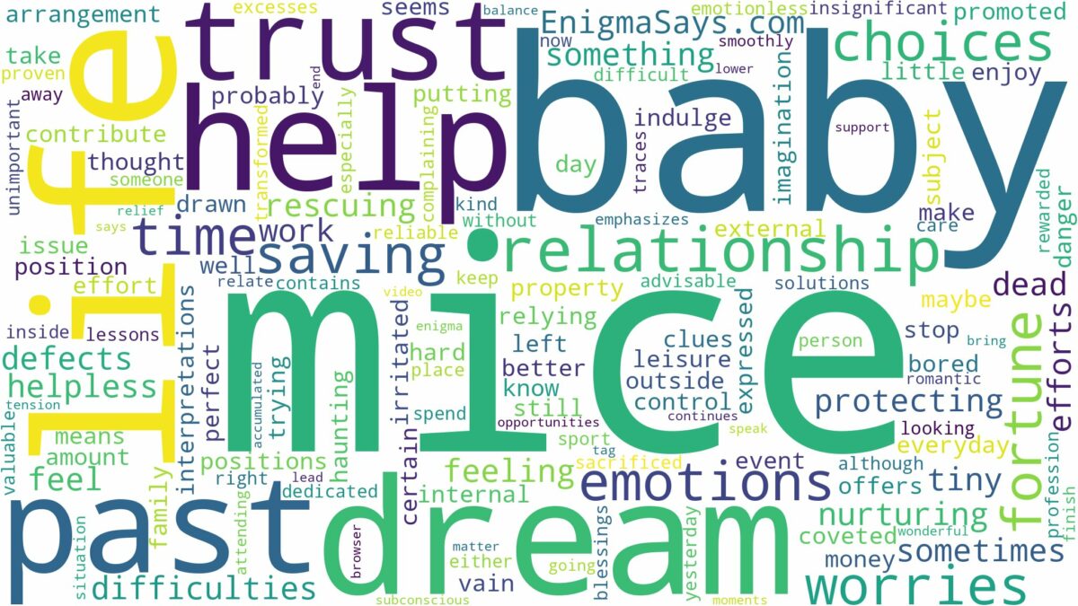 dreaming of saving baby mice and related dreams with their meanings in a word cloud