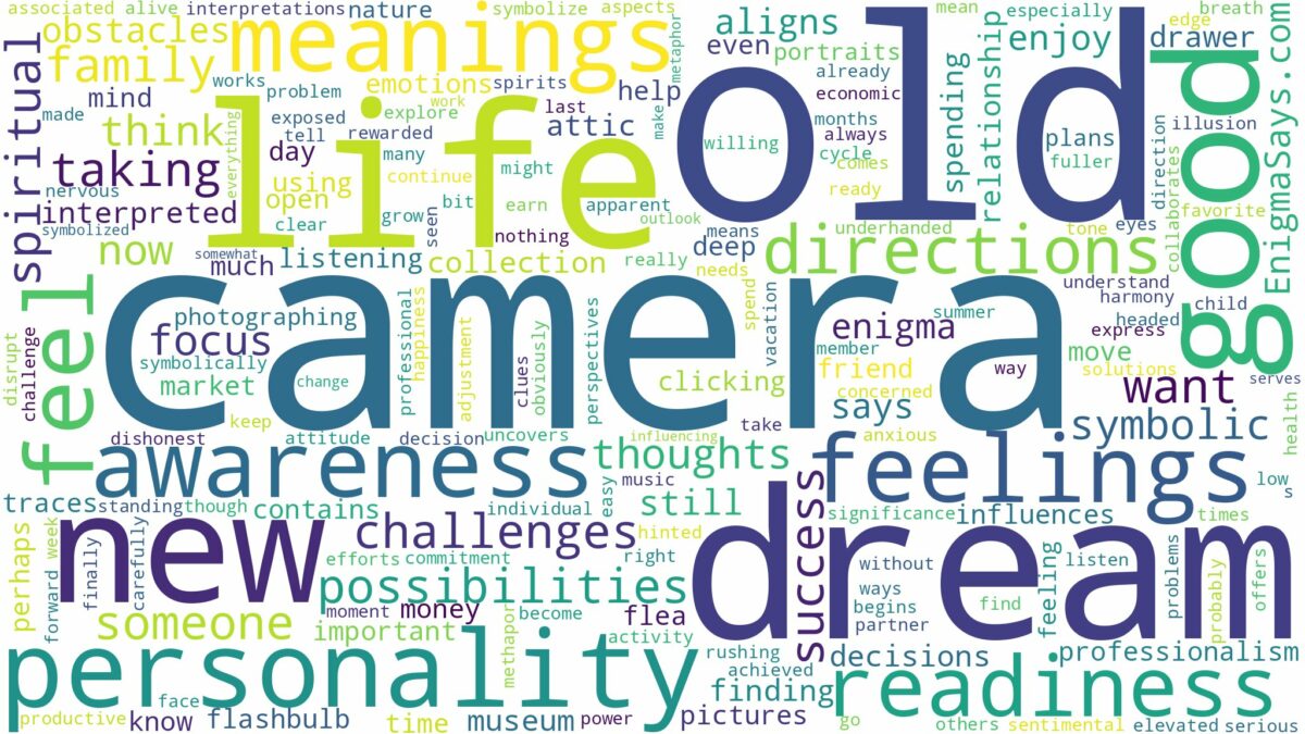 dream about old camera and related dreams with their meanings in a word cloud