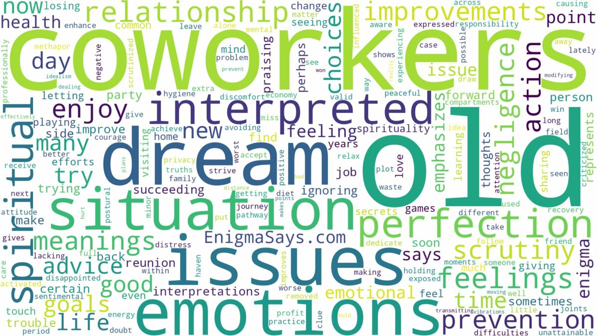 dream about old coworkers and related dreams with their meanings in a word cloud