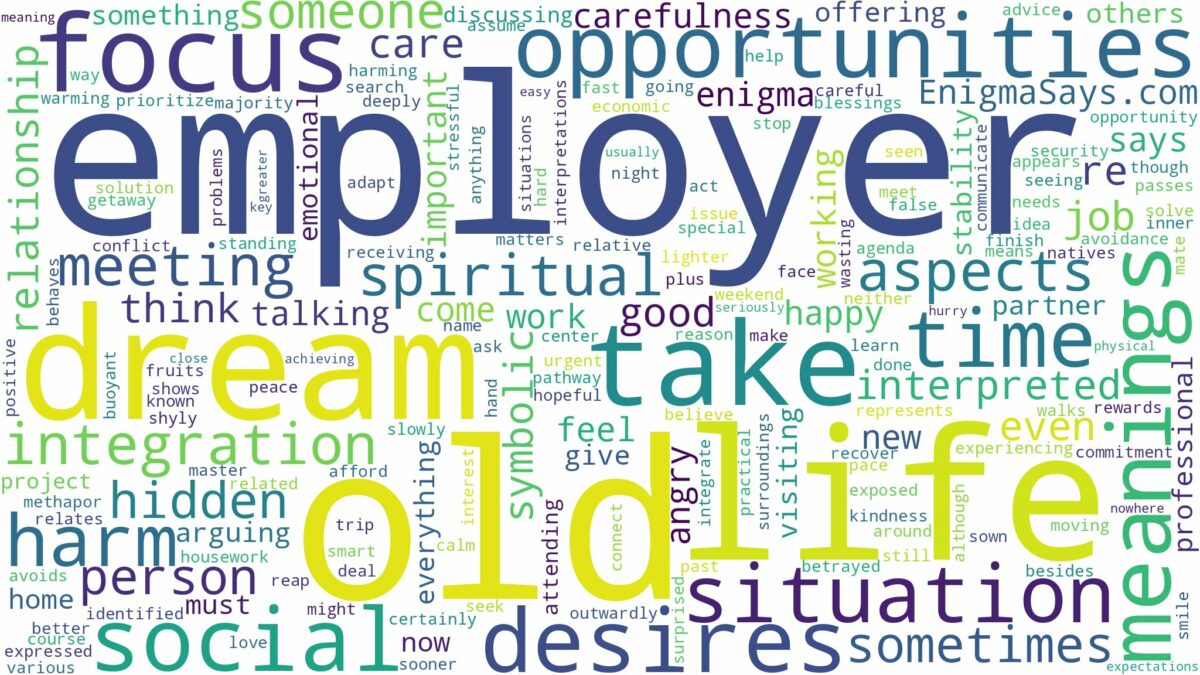 dream about old employer and related dreams with their meanings in a word cloud