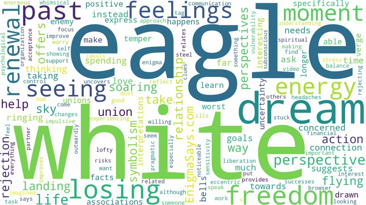 dreaming of seeing a white eagle and related dreams with their meanings in a word cloud