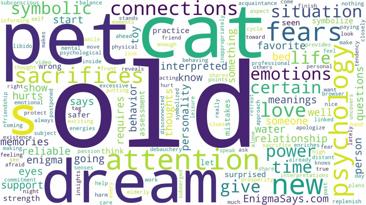 dream about old pet cat and related dreams with their meanings in a word cloud