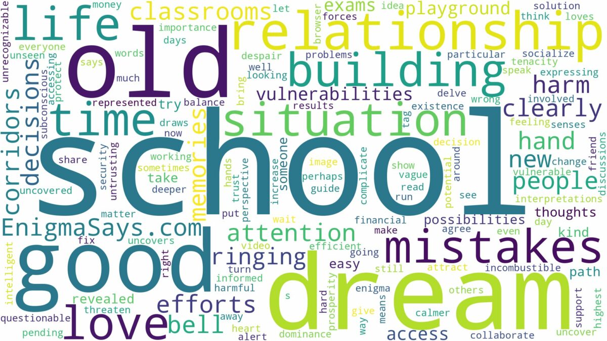 dreaming about old school building and related dreams with their meanings in a word cloud