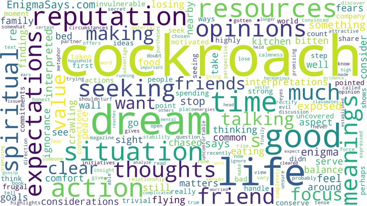 dream about one cockroach and related dreams with their meanings in a word cloud