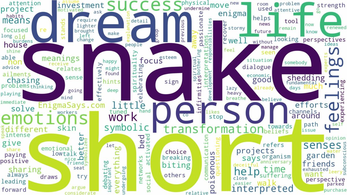 dream about short snake and related dreams with their meanings in a word cloud