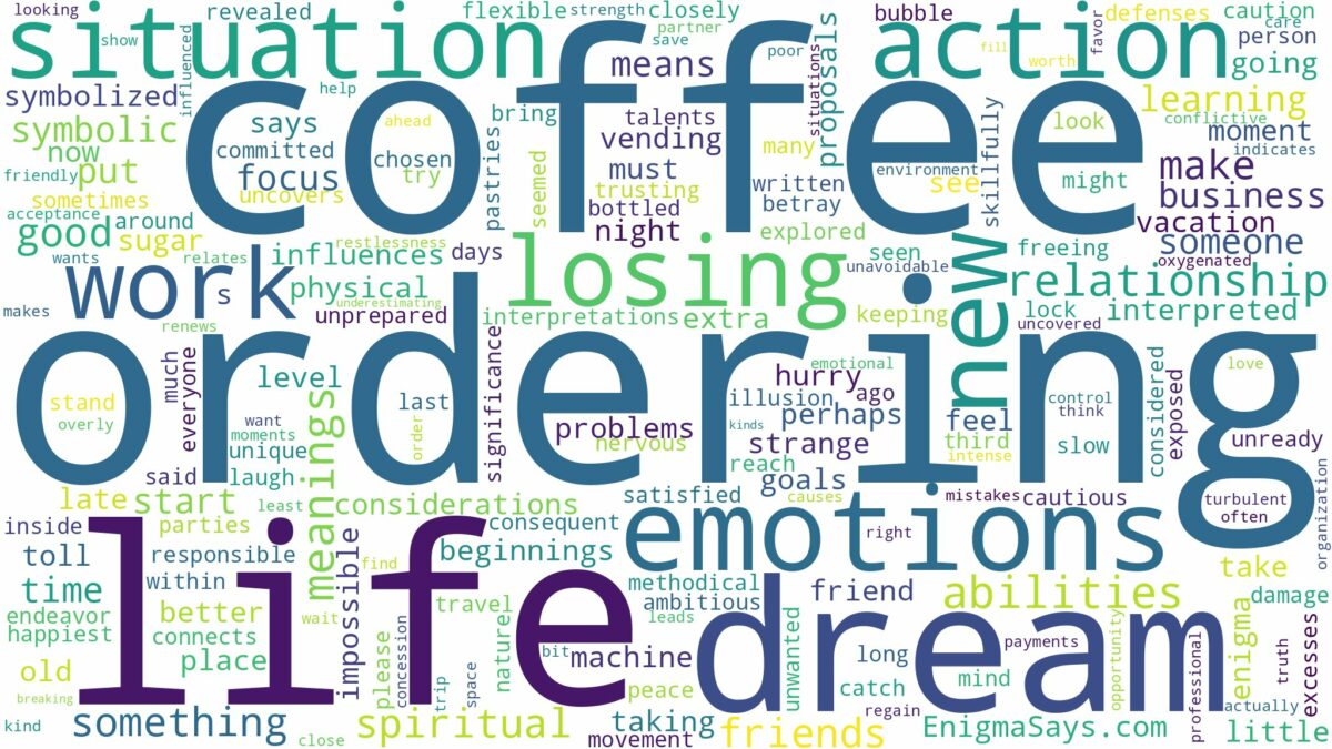 dream of ordering coffee and related dreams with their meanings in a word cloud