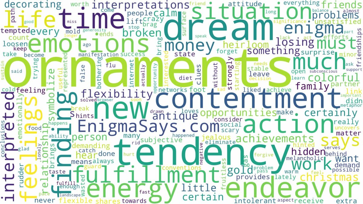 dreams about ornaments and related dreams with their meanings in a word cloud