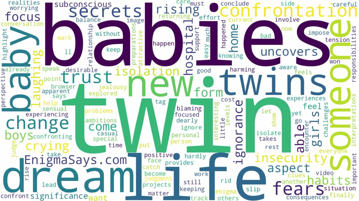 dreaming about someone having twin babies and related dreams with their meanings in a word cloud