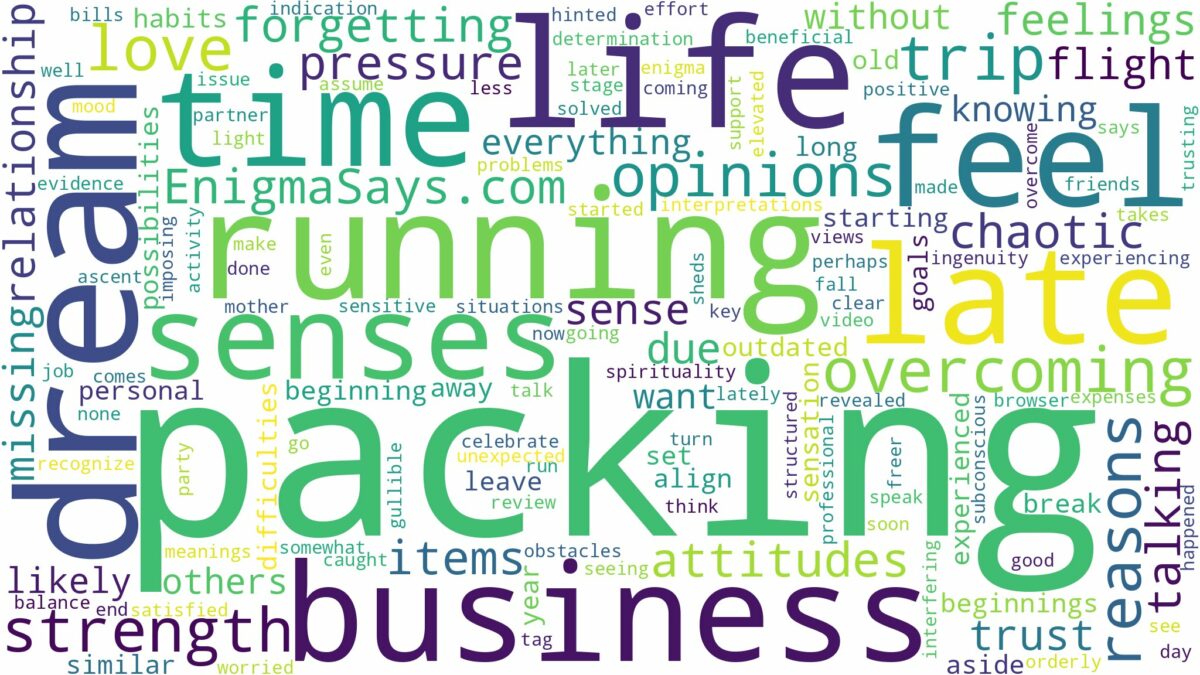 dreaming of packing and running out of time and related dreams with their meanings in a word cloud