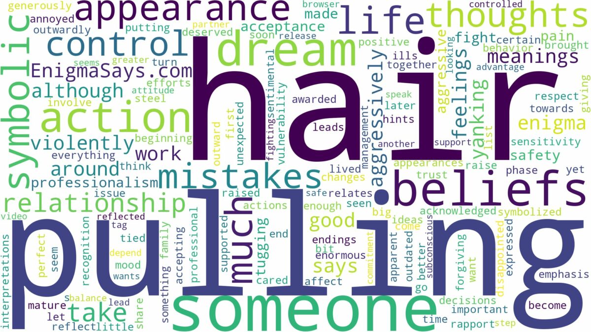 dreaming about someone pulling out hair and related dreams with their meanings in a word cloud