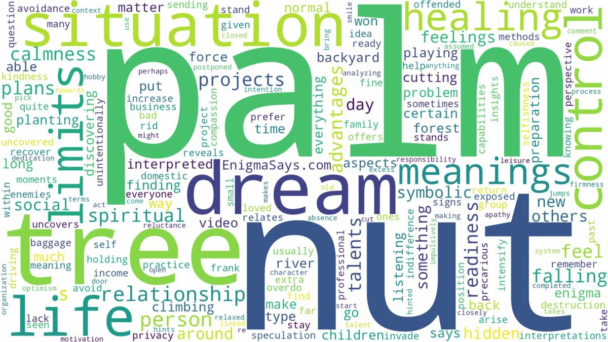 dream about palm nut tree and related dreams with their meanings in a word cloud