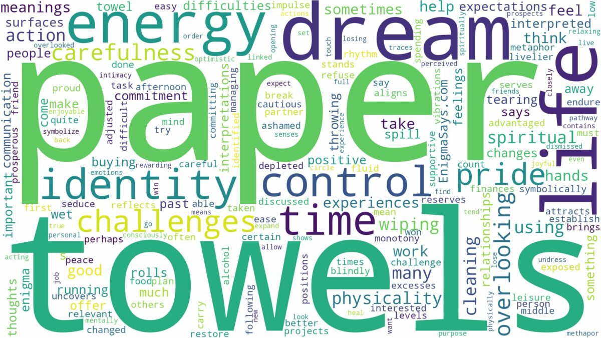 dream about paper towels and related dreams with their meanings in a word cloud