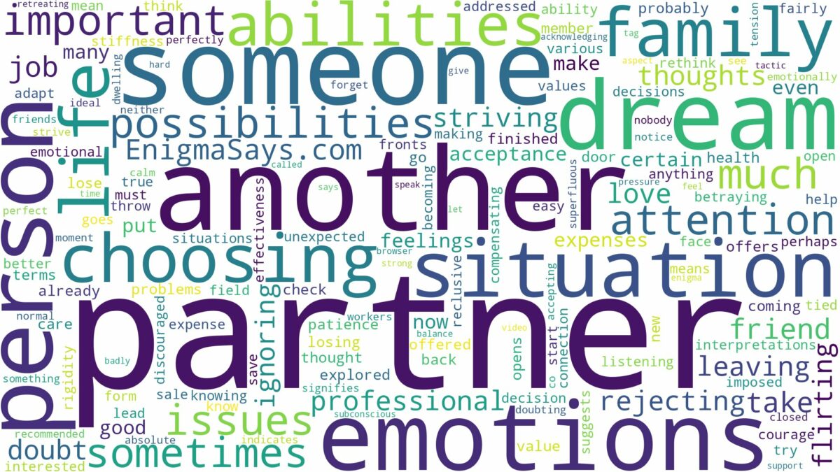 dreaming about partner choosing someone else and related dreams with their meanings in a word cloud