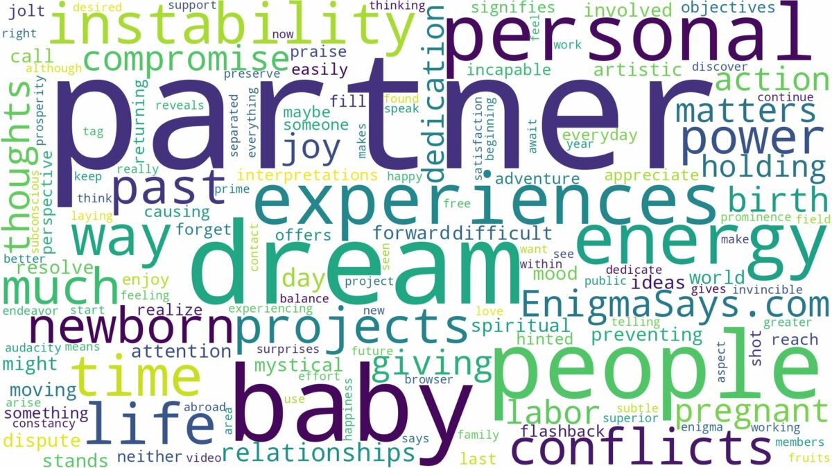 dreaming about partner having a baby and related dreams with their meanings in a word cloud