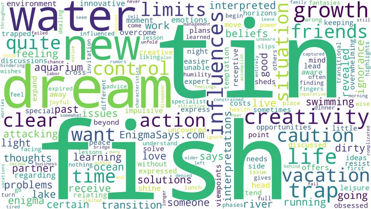 dream about tin fish and related dreams with their meanings in a word cloud