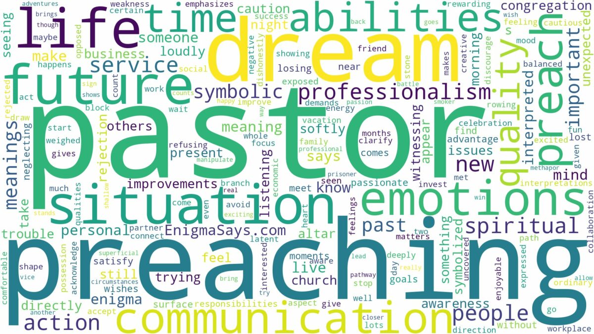 dreaming of pastor preaching and related dreams with their meanings in a word cloud