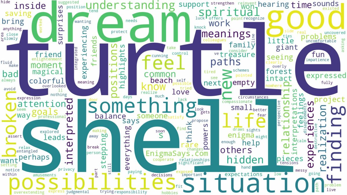 dream about turtle shell and related dreams with their meanings in a word cloud