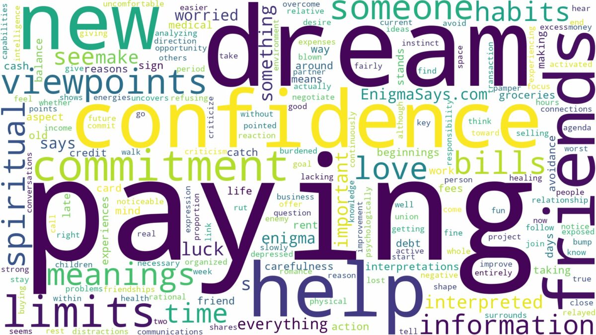 dream of paying and related dreams with their meanings in a word cloud