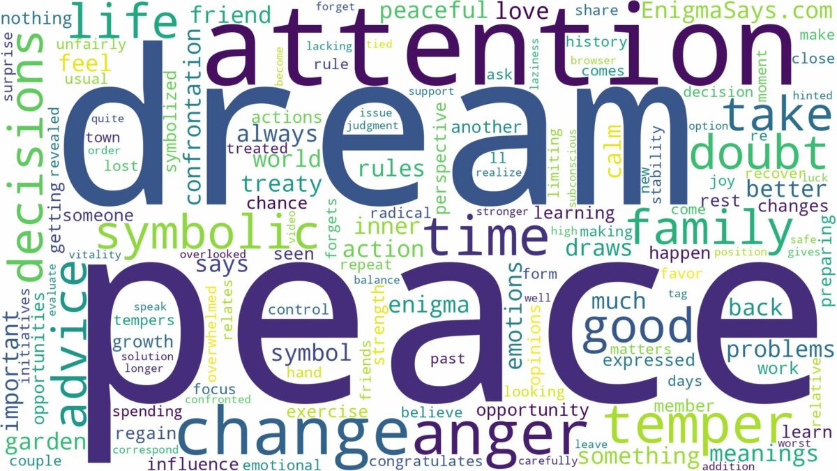 dream about peace and related dreams with their meanings in a word cloud