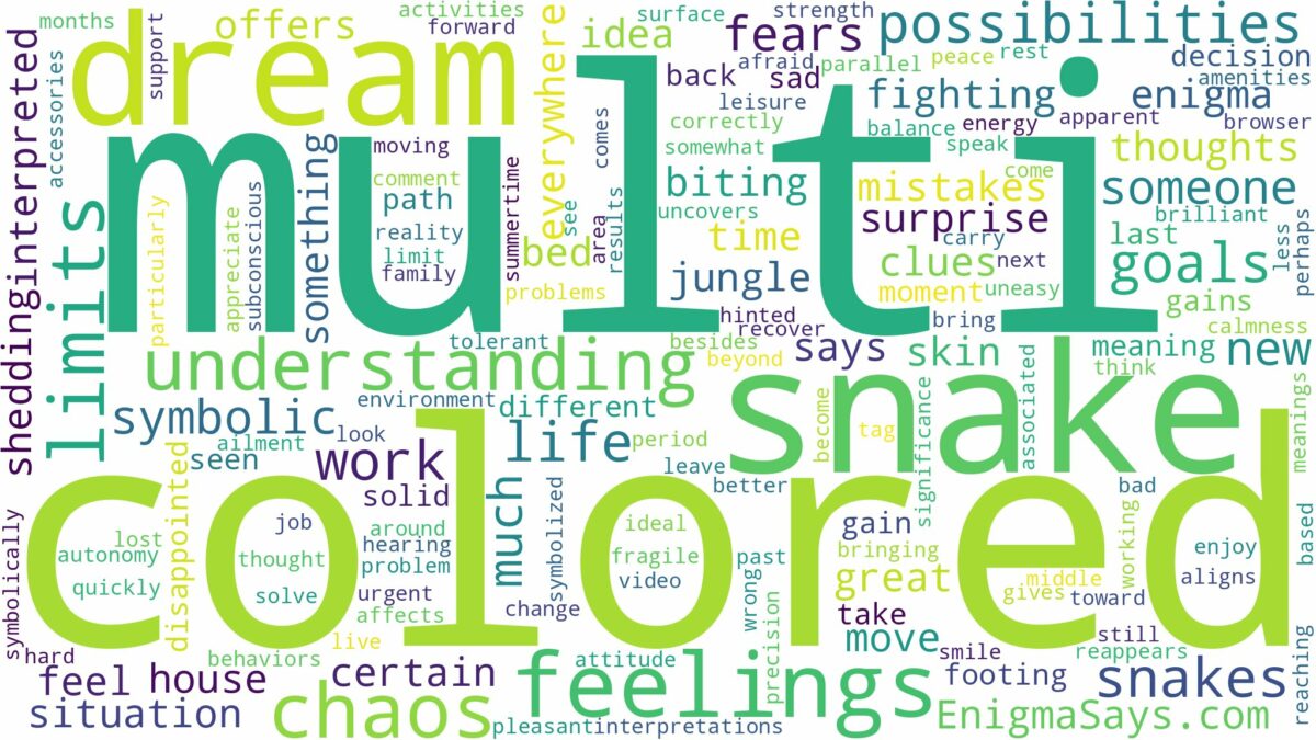 dream about a multi colored snake and related dreams with their meanings in a word cloud