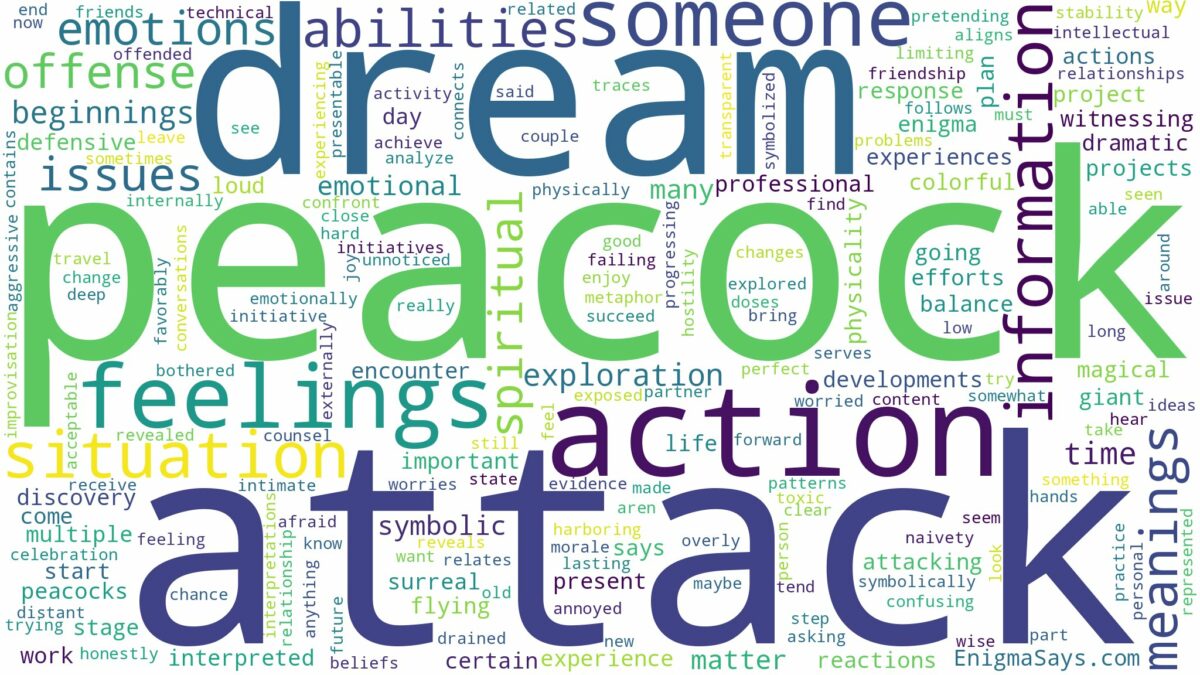 dream about peacock attack and related dreams with their meanings in a word cloud