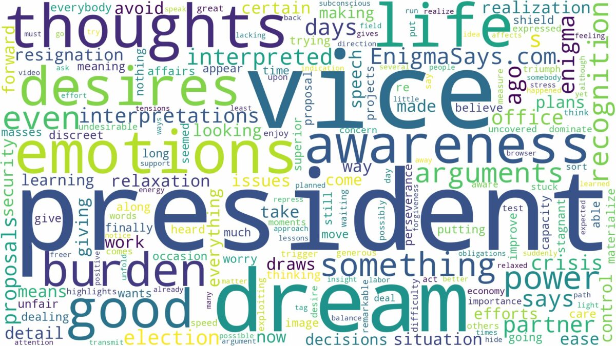 dream about vice president and related dreams with their meanings in a word cloud