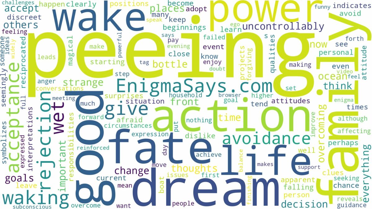 dreaming of peeing and wake up peeing and related dreams with their meanings in a word cloud