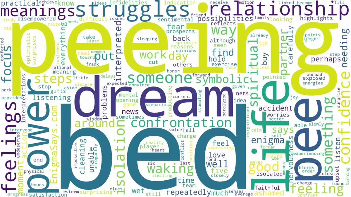 dream of peeing in bed and related dreams with their meanings in a word cloud