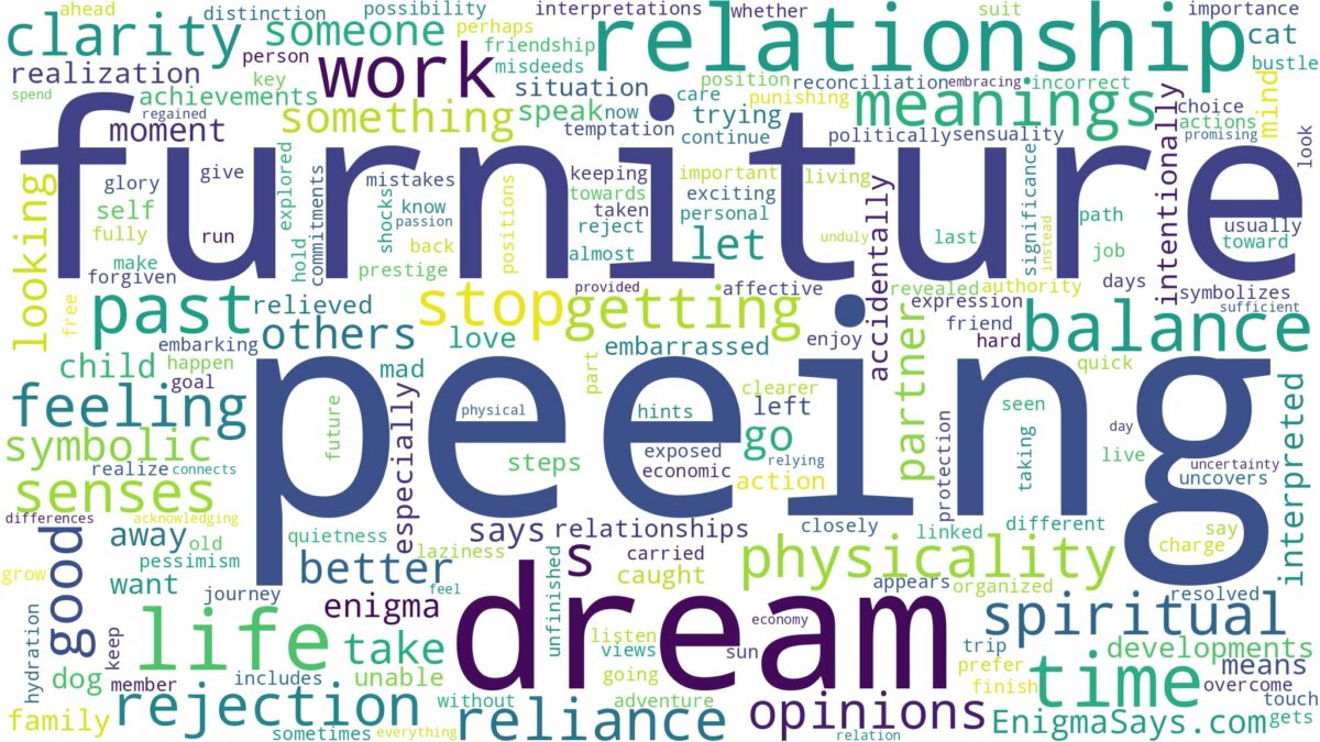 dream of peeing on furniture and related dreams with their meanings in a word cloud