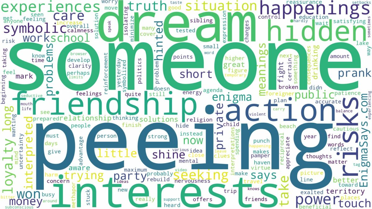 dream of peeing on someone and related dreams with their meanings in a word cloud