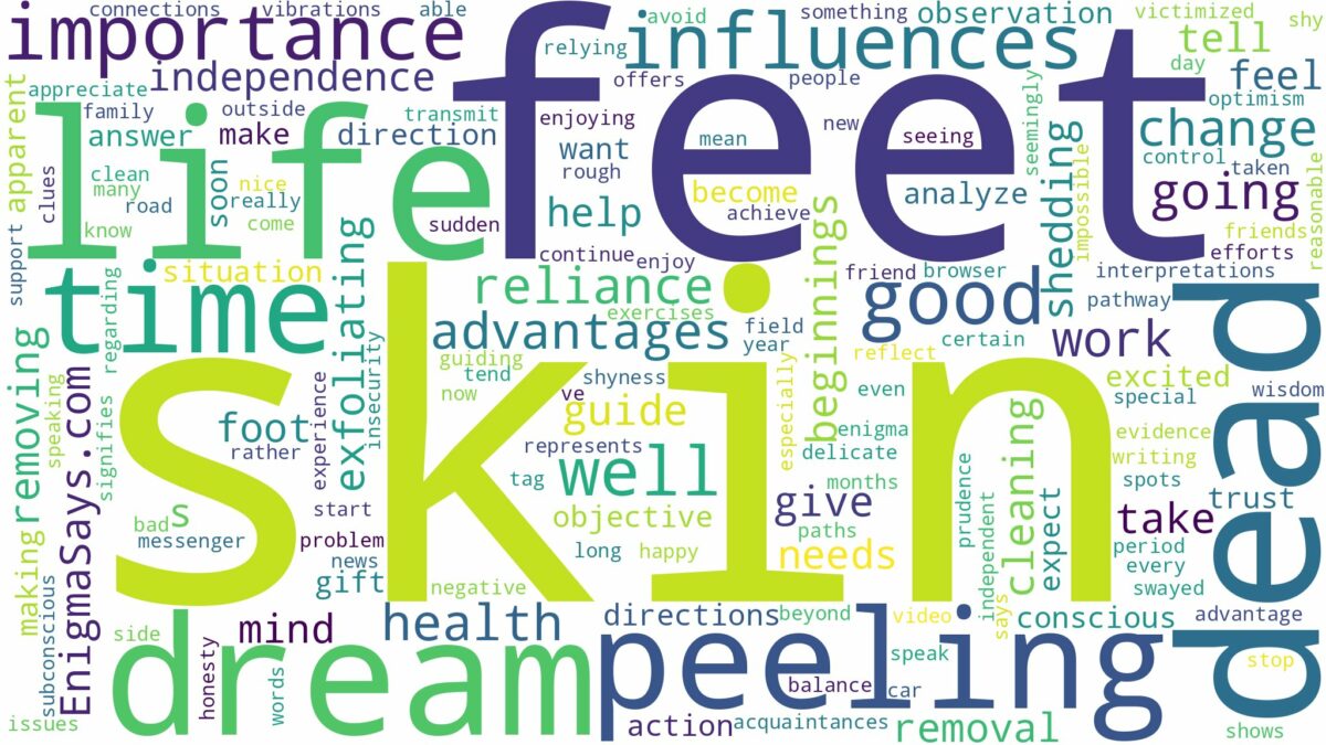 dreaming of peeling dead skin off feet and related dreams with their meanings in a word cloud