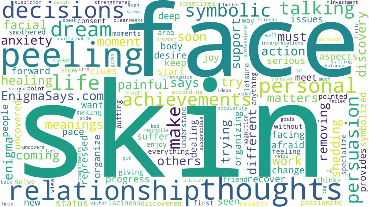 dreaming of peeling skin off face and related dreams with their meanings in a word cloud