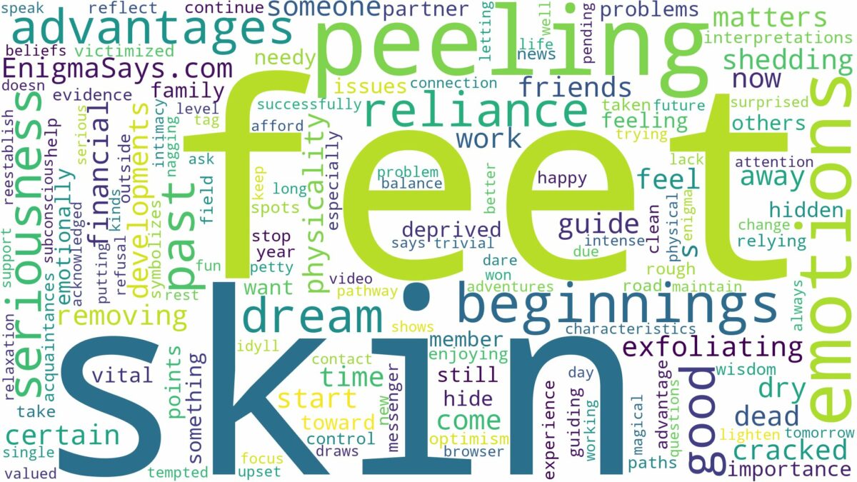 dreaming of peeling skin off feet and related dreams with their meanings in a word cloud