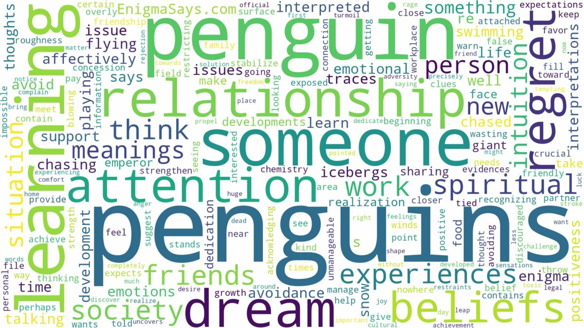 dreams about penguins and related dreams with their meanings in a word cloud