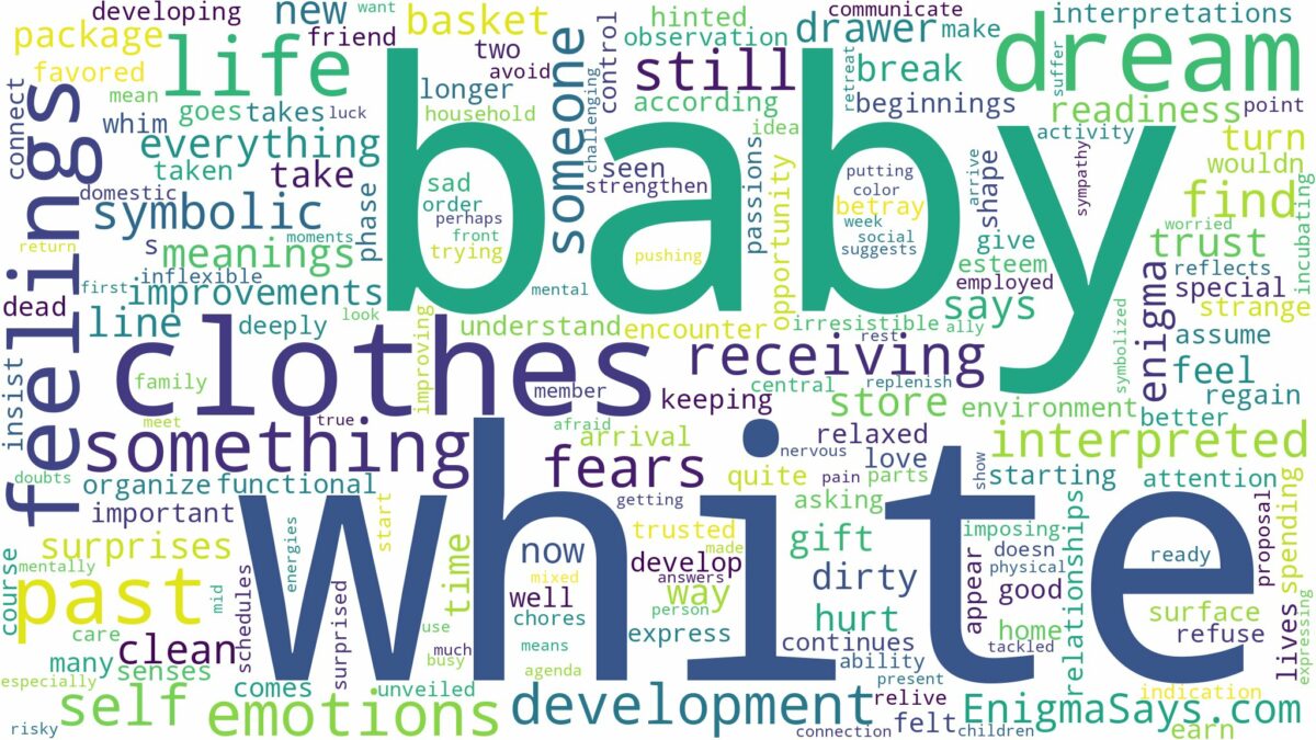 dream about white baby clothes and related dreams with their meanings in a word cloud