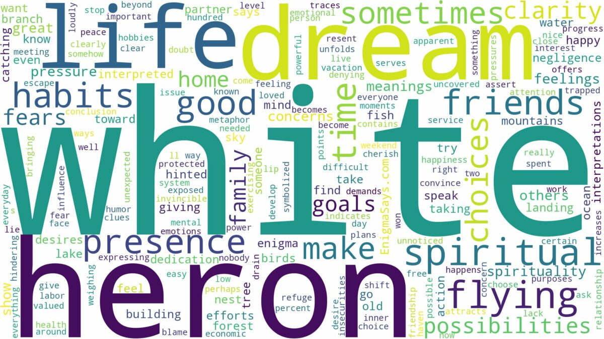 dream about white heron and related dreams with their meanings in a word cloud