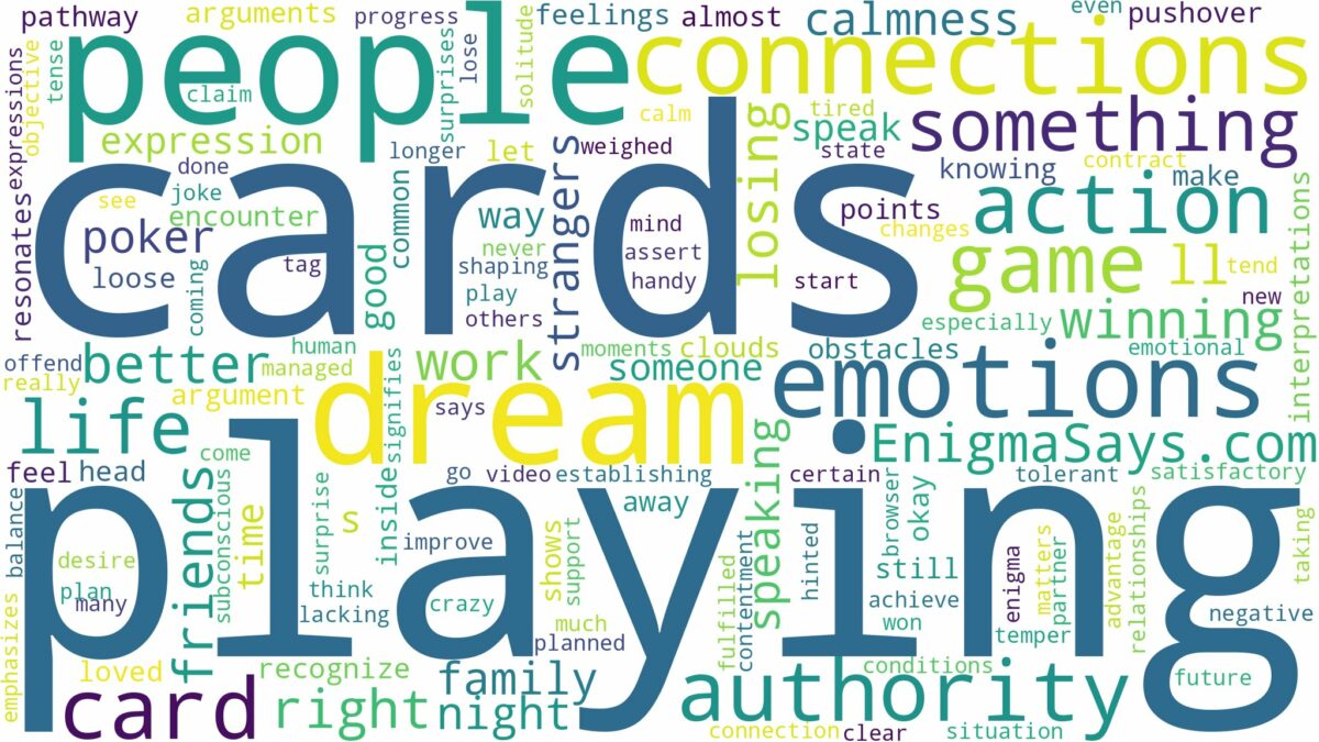 dreaming about people playing cards and related dreams with their meanings in a word cloud