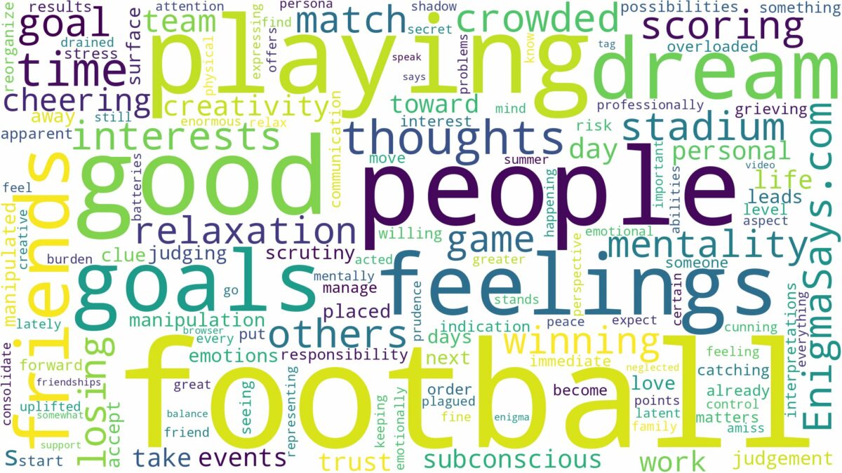 dreaming about people playing football and related dreams with their meanings in a word cloud