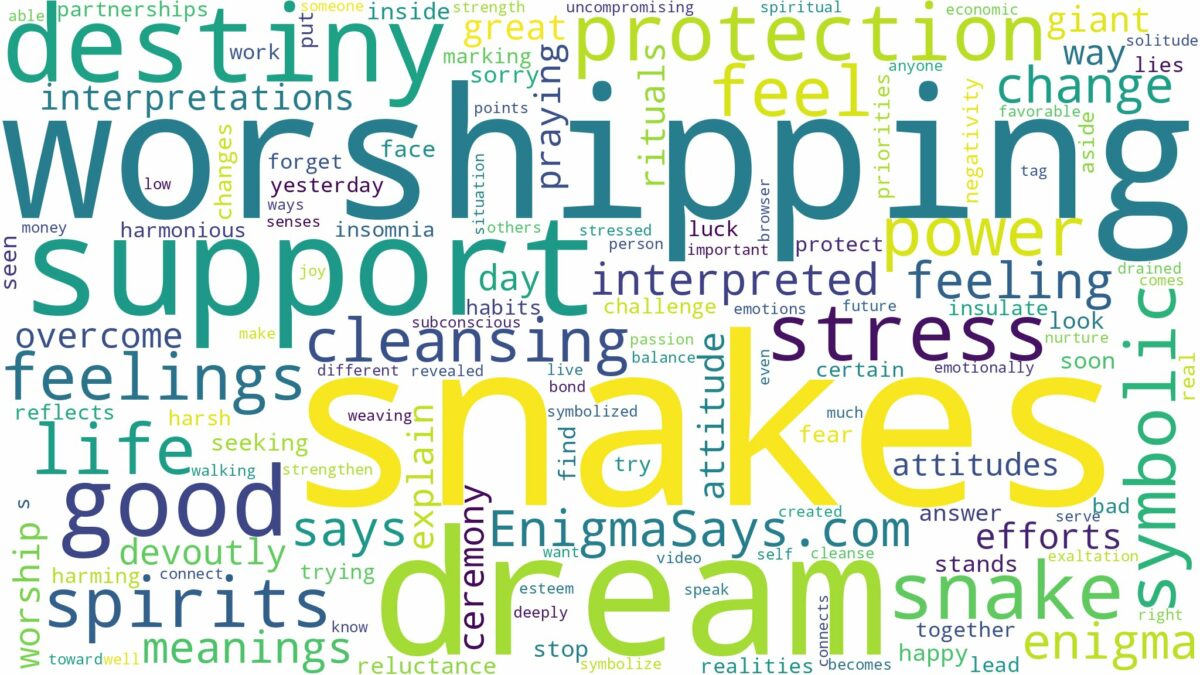 dream of worshipping snakes and related dreams with their meanings in a word cloud