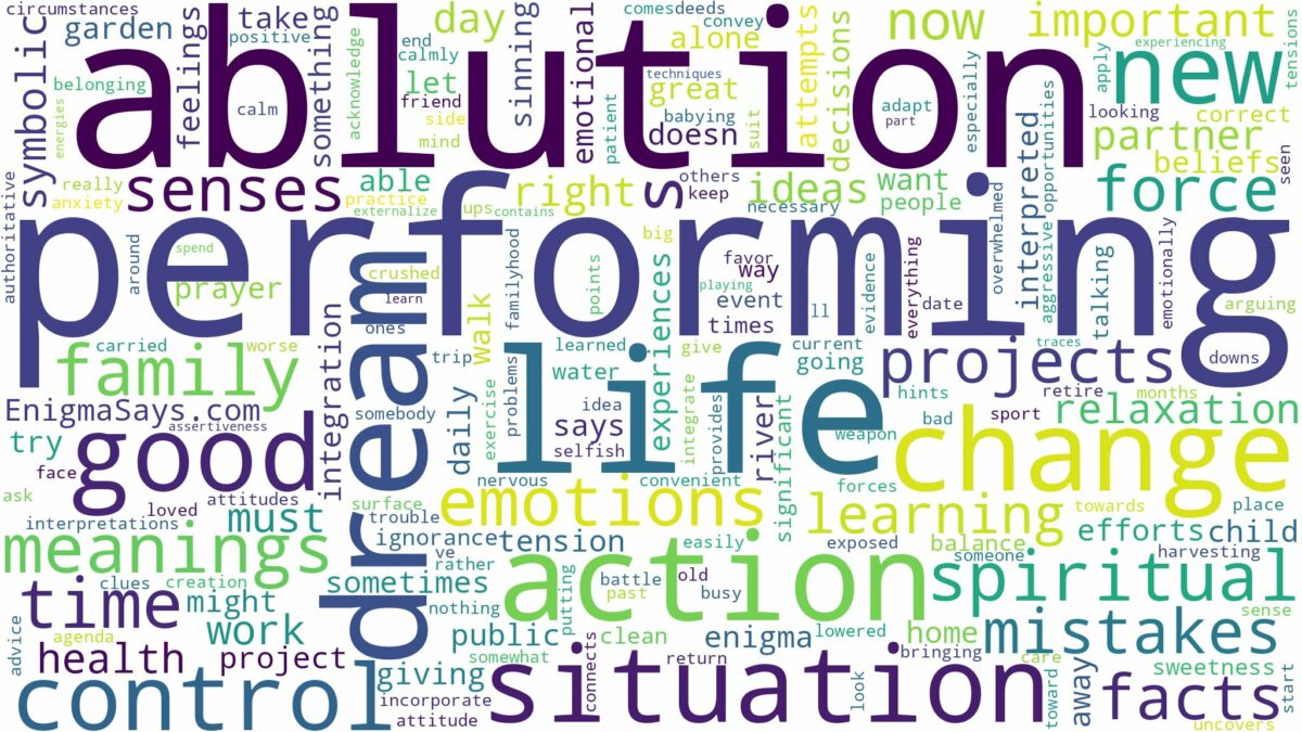 dream of performing ablution and related dreams with their meanings in a word cloud