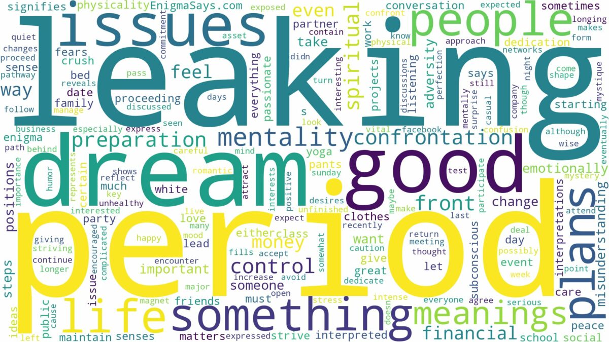 dreaming of period leaking and related dreams with their meanings in a word cloud