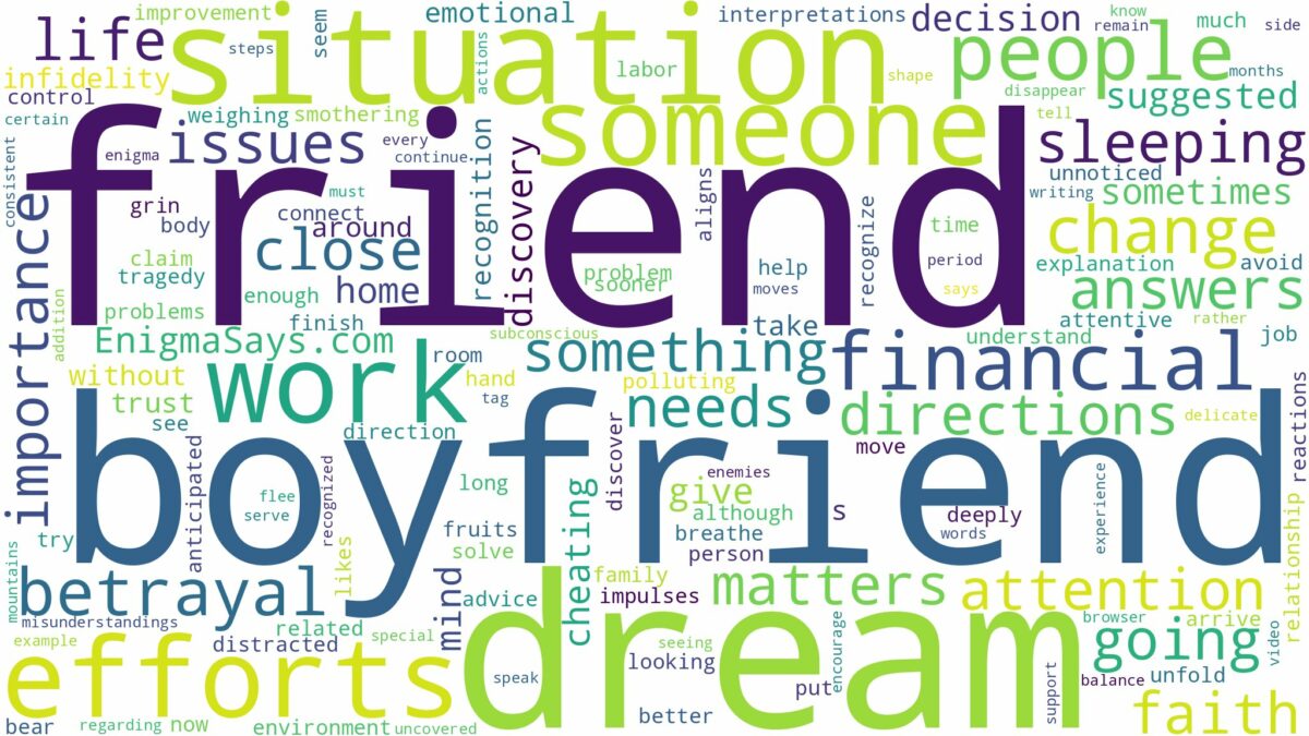 dreaming about your best friend sleeping with your boyfriend and related dreams with their meanings in a word cloud