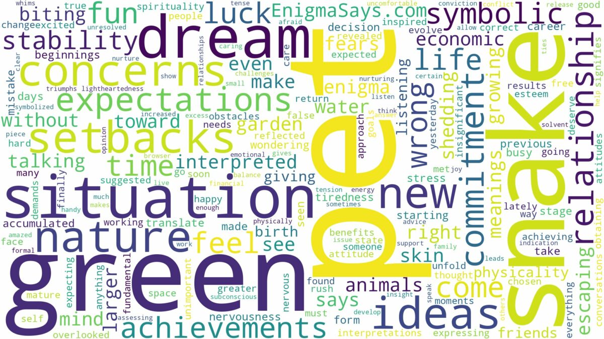 dream about pet green snake and related dreams with their meanings in a word cloud