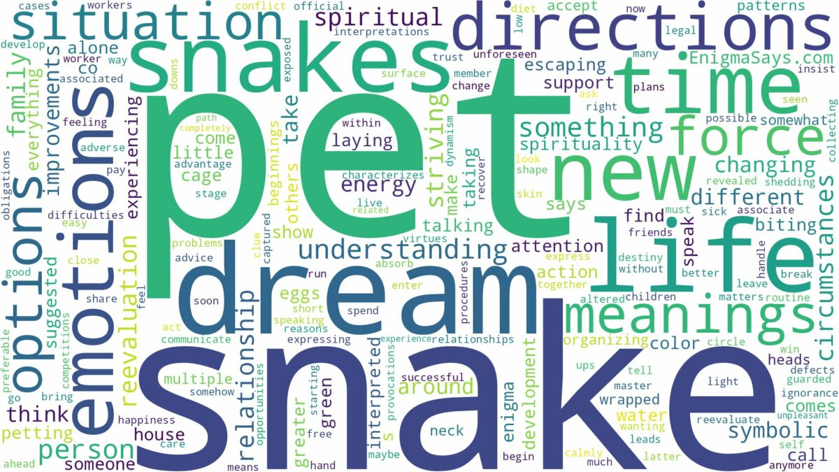 dream about pet snake and related dreams with their meanings in a word cloud