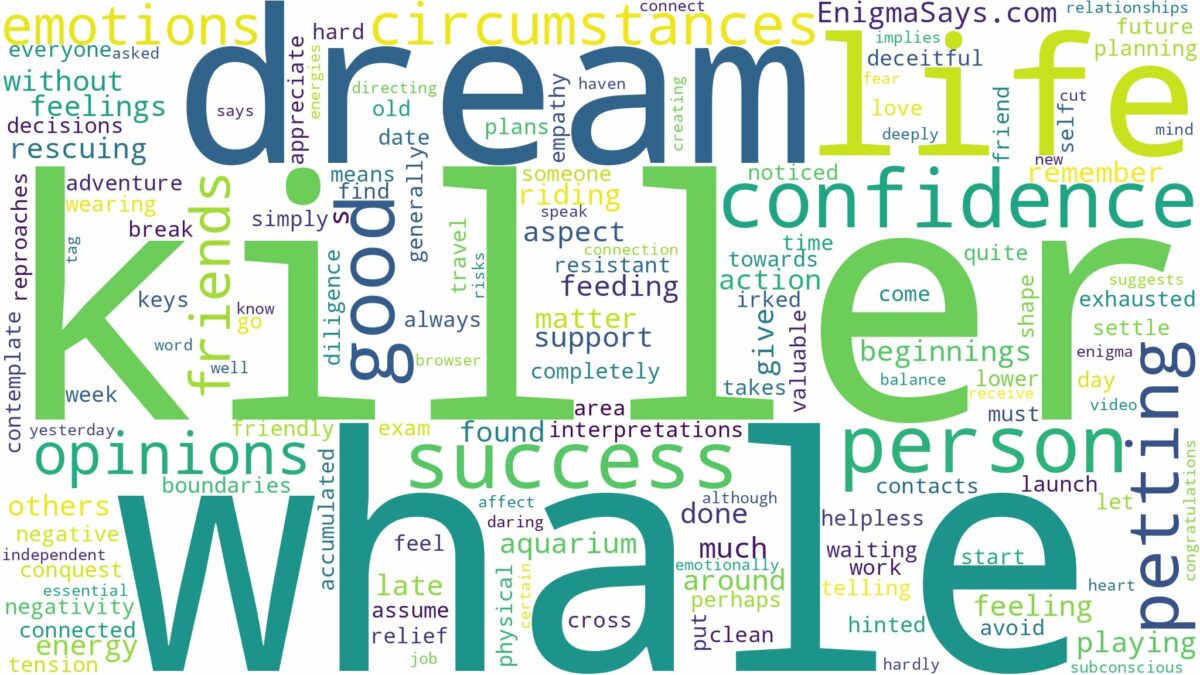 dreaming of petting a killer whale and related dreams with their meanings in a word cloud